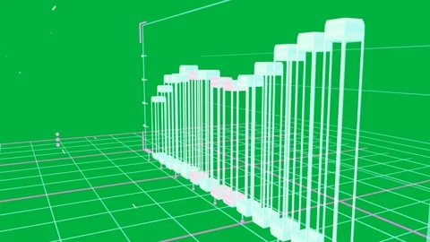 Cam pulling back and orbiting, 3D wire chart showing cyan-magenta cols ramp, Stock Footage 334156309
