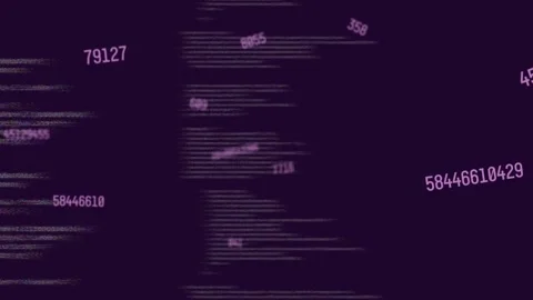 Cam shift starting central code columns shifting while numbers orbiting Stock Footage 334729050