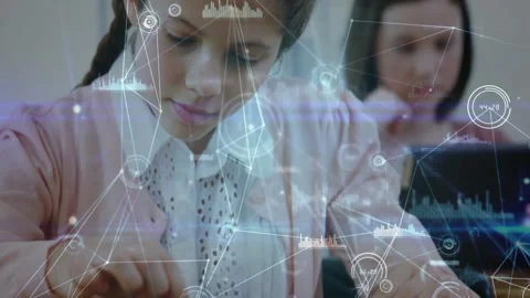 Cam shifting, student leaning, fixing board using tool while data overlay Stock Footage 331197490