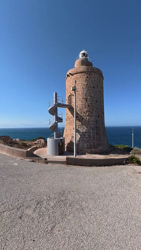 Camarinal Lighthouse at Cape Gracia in the municipality of Tarifa, Andalusia Stock Footage 336748201