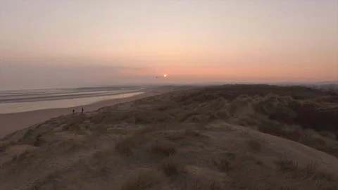 Camber Sands Dunes Drone 4K Stock Footage