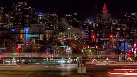 Cambie Street, Vancouver Canada, Traffic Time-lapse, Stock Footage