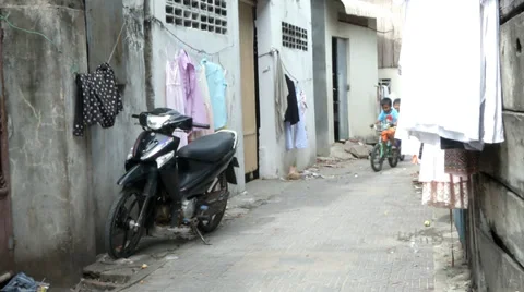 Cambodia alleyway 2 Stock Footage