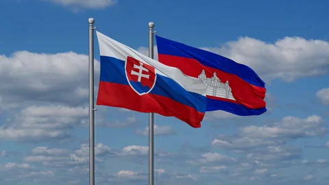 Cambodia and Slovakia two flags Stock Footage 282604245