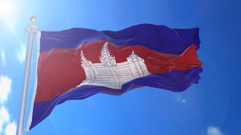 Cambodia animated flag pack in 3D and green screen Stock Footage 119933290
