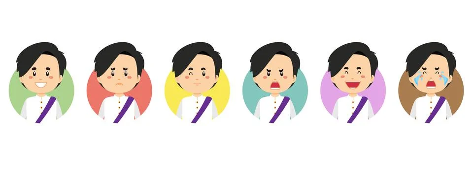 Cambodia Avatar with Various Expression Stock Illustration