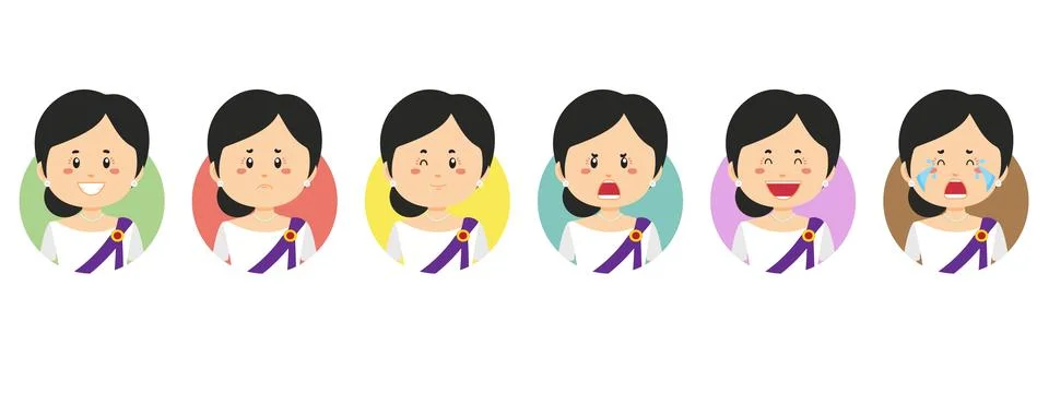 Cambodia Avatar with Various Expression Stock Illustration