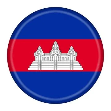 Cambodia button flag 3d illustration with clipping path Stock Illustration