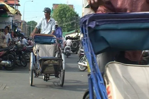 CAMBODIA-CYCLO DRIVERS 1 Stock-Footage 771772