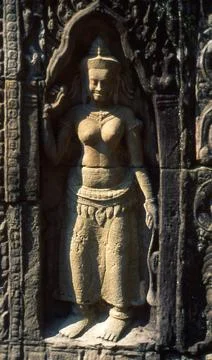  Cambodia: Devata, inner enclosure, Ta Som, Angkor Ta Som was built at the... Stock Photos