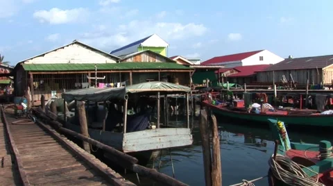 Cambodia Docks &amp; Boat Video stock 47133149