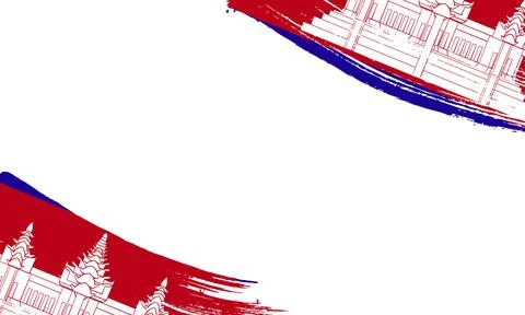 Cambodia Flag with Brush Stroke Effect, Grunge brush stroke. Watercolor pai.. Stock Illustration