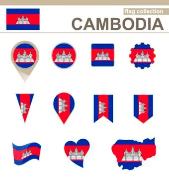 Cambodia Flag Collection Stock Illustration