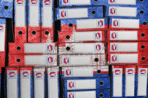Cambodia Flag Colors Folder Stack, Bureaucracy and Government Administration 스톡 사진