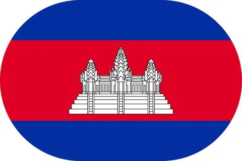Cambodia flag in flat oval design Illustrazione stock
