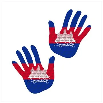 Cambodia flag hand vector Stock Illustration