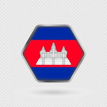 Cambodia flag in a hexagon frame. Stock Illustration