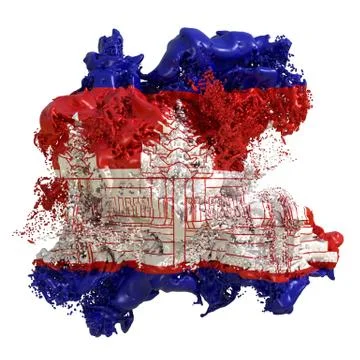 Cambodia flag liquid Stock Illustration