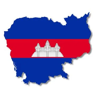 Cambodia flag map on white background 3d illustration with clipping path Stock Illustration