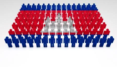 Cambodia flag parade Stock Illustration