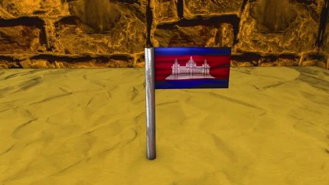 Cambodia Flag Post - Dolly Shot Stock-Footage 270973454
