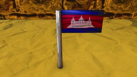 Cambodia Flag Post - Upwards Shot Video stock 270973859