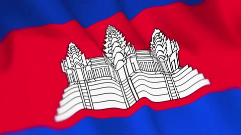 Cambodia Flag Seamless Loop 4k 60fps on Sky Background Stock Footage 340351377