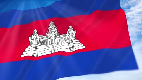Cambodia Flag Seamless Loop 4k 60fps on Sky Background Stock Footage 341671555