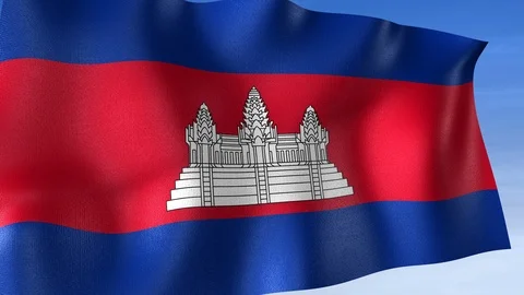 Cambodia Flag - Set of 3 Angles with Masks [3WaveSeries] Stock Footage 104590713