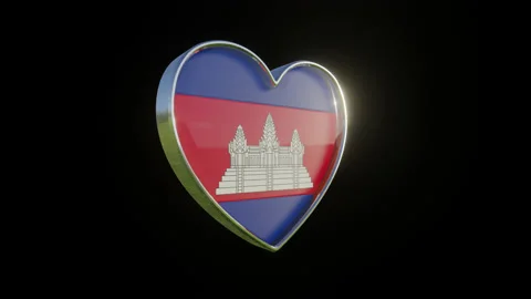 Cambodia Flag in the Shape of 3D Heart. Stock Footage 136096197
