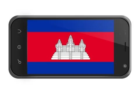 Cambodia flag on smartphone screen isolated Stock Illustration