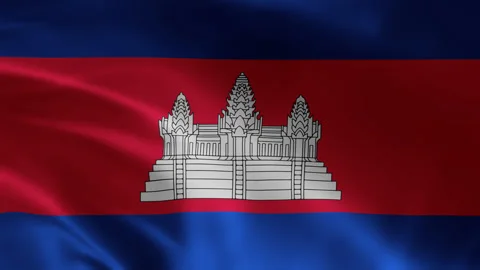 Cambodia flag waving seamless loop animation 4k Stock Footage 252154836