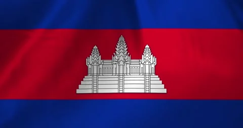 Cambodia flag waving with the wind background loop video animation Vídeos de archivo 327171752