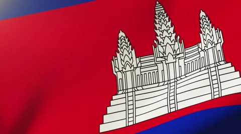 Cambodia flag waving in the wind. Looping sun rises style.  Animation loop Stock Footage 48958847