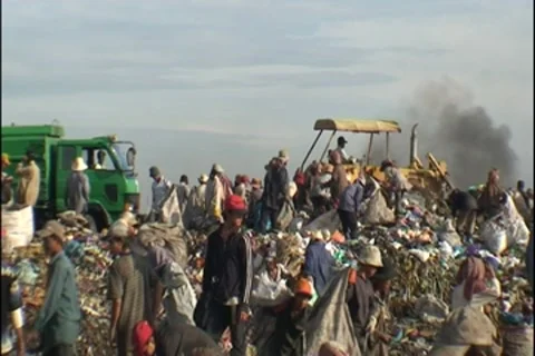 CAMBODIA-GARBAGE DUMP 90 Stock Footage 7728368