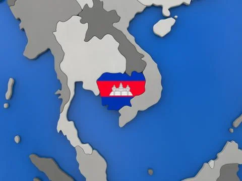 Cambodia on globe Stock Illustration