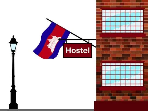 Cambodia Hostels Vector Illustration Stock Illustration