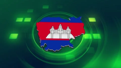 Cambodia Map and Flag Background Video stock 344027140