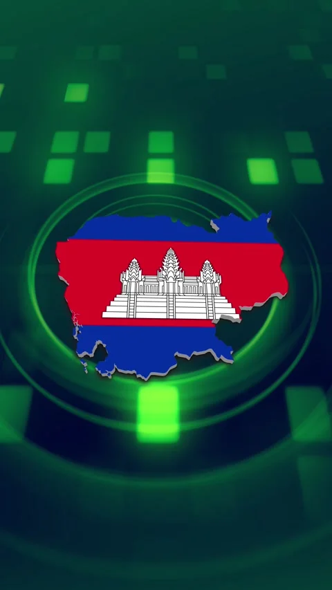 Cambodia Map and Flag Background Stock-Footage 346767494