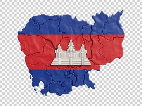 Cambodia map clay 3d model temple icon texture art design. Stock Photos