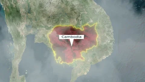 Cambodia Map - Clouds Effect Stock Footage 267574657