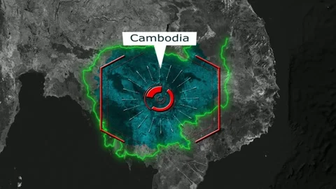 Cambodia Map - Cyber Attack Stock-Footage 268736106