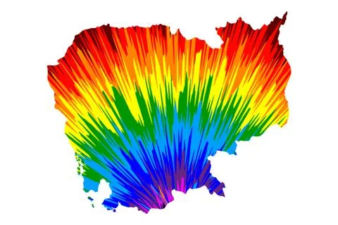 Cambodia - map is designed rainbow abstract colorful pattern, Kingdom of Camb Illustrazione stock