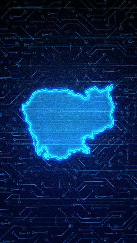 Cambodia Map Digital Technology Opener 스톡 동영상 336311102