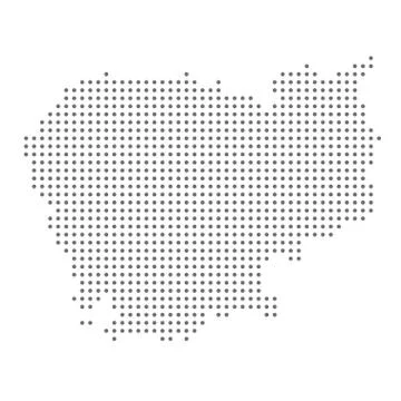 Cambodia map dotted, grey point, on white background. Stock Illustration