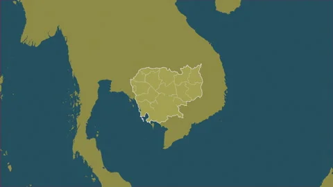 Cambodia map - extract. Regions. Pattern. Stock Footage 147700981