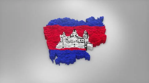 Cambodia Map with Flag Intro Background Stock Footage 315163938