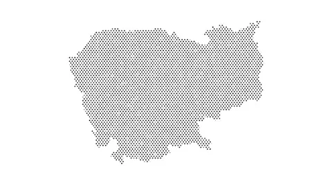 Cambodia map from particles, dots. Digital silhouette. Abstract animation b.. Stock Footage 301823931