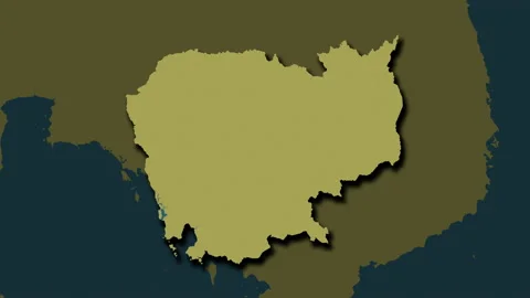 Cambodia map - solid. Shadow. Pattern. Video stock 147706615