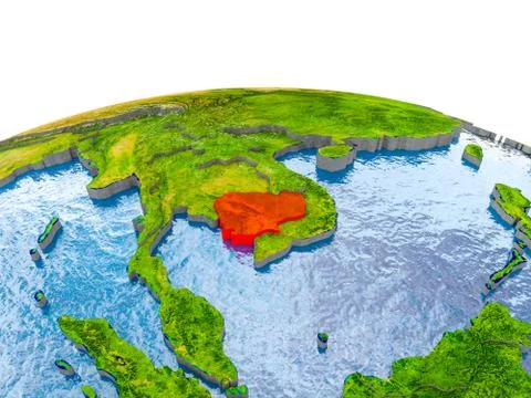 Cambodia on model of Earth Stock Illustration